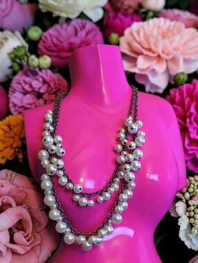 Classic Faux Pearl Multi-Strand Necklace